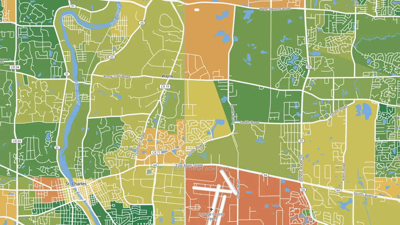 Wayne, IL Map of Burglary Rates