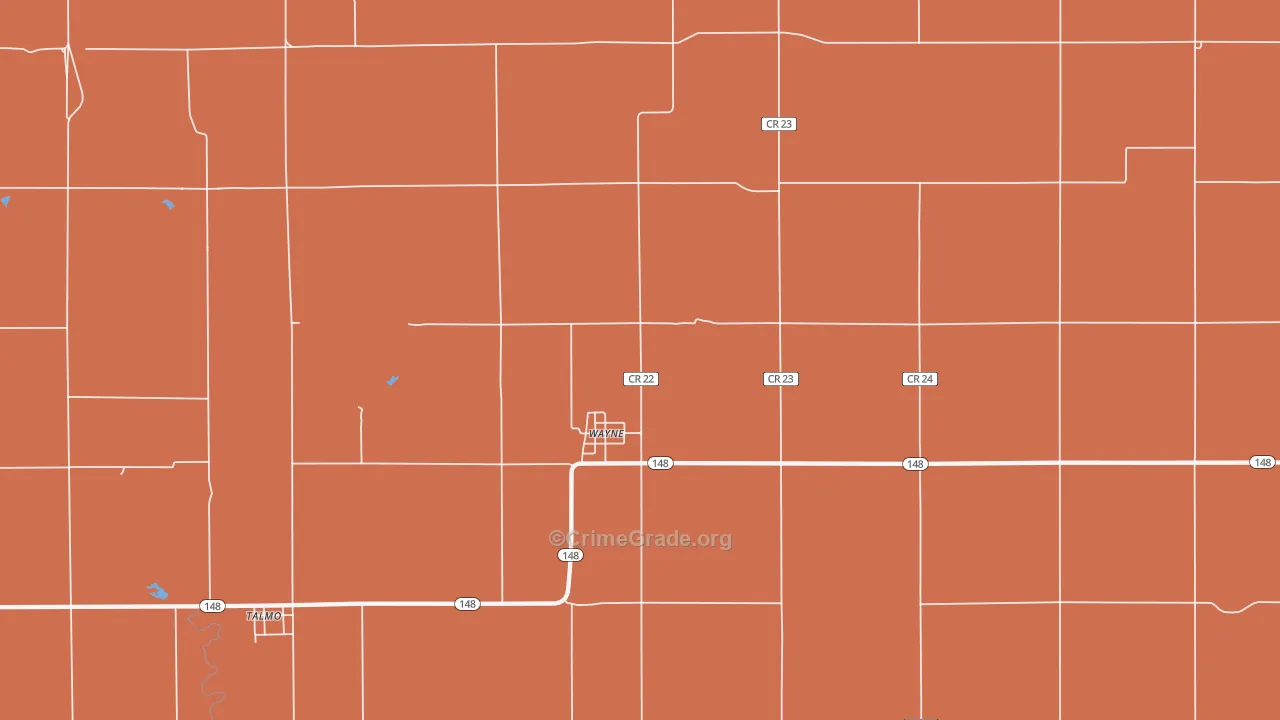 Wayne, KS Map of Burglary Rates