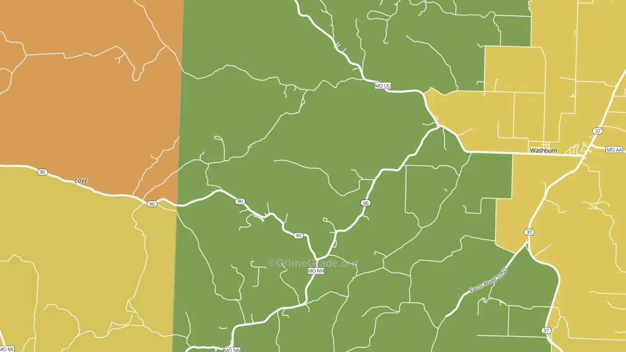Wayne, MO Map of Burglary Rates