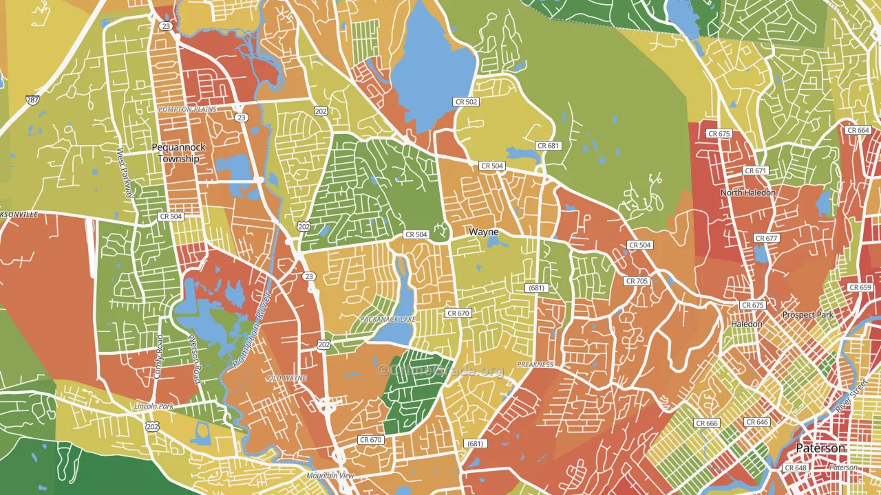 Wayne, NJ Map of Burglary Rates