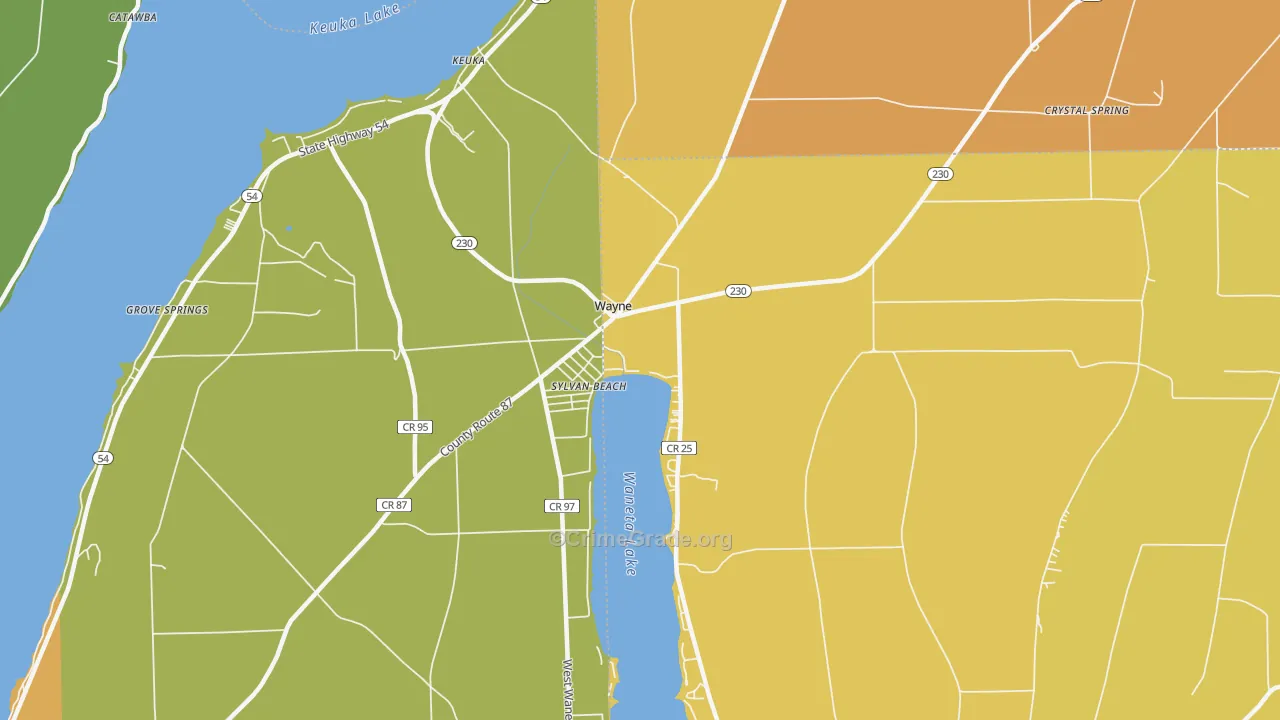 Wayne, NY Map of Burglary Rates