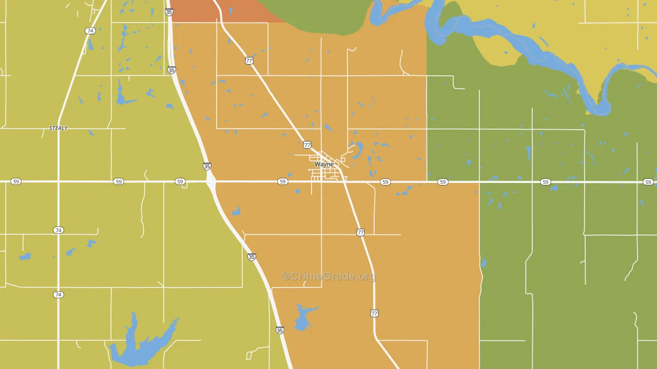 Wayne, OK Map of Burglary Rates