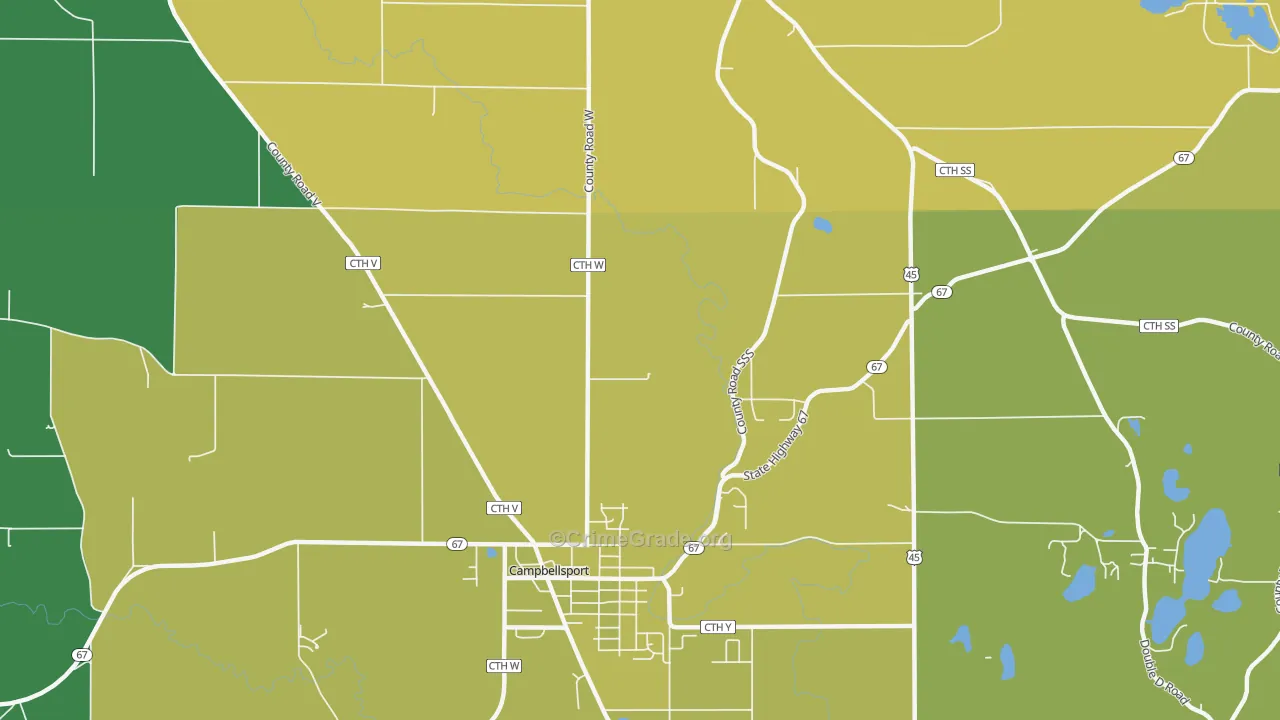 Wayne, WI Map of Burglary Rates