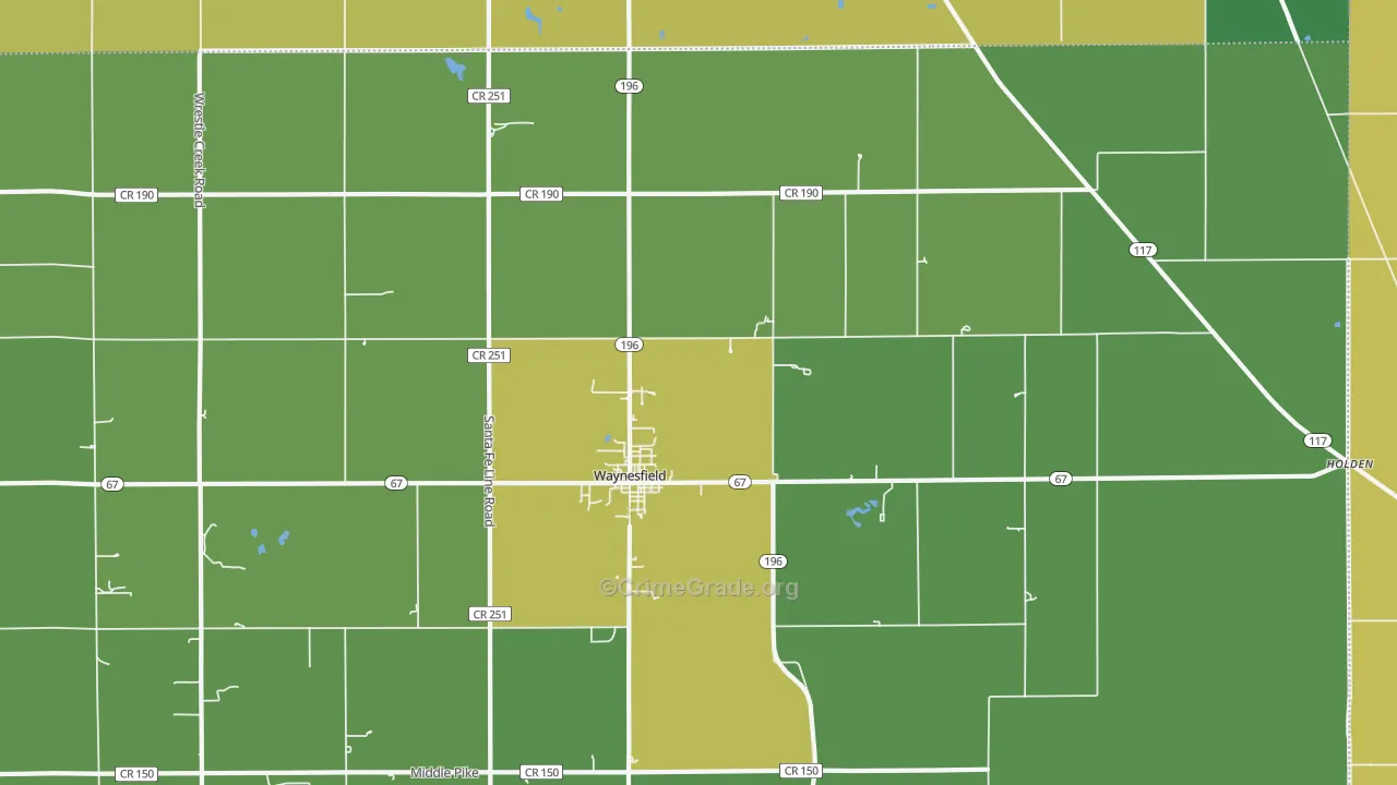 Waynesfield, OH Map of Burglary Rates