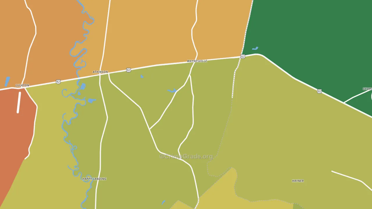 Waynesville, GA Map of Burglary Rates
