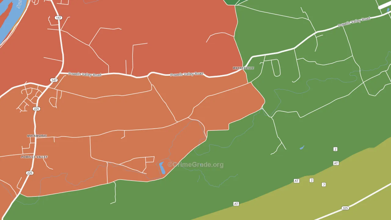 Waynesville, PA Map of Burglary Rates