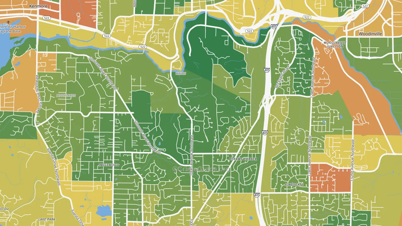 Waynita-Simonds-Norway Hill, Bothell, WA Map of Burglary Rates