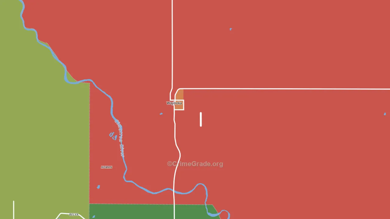 Waynoka, OK Map of Burglary Rates