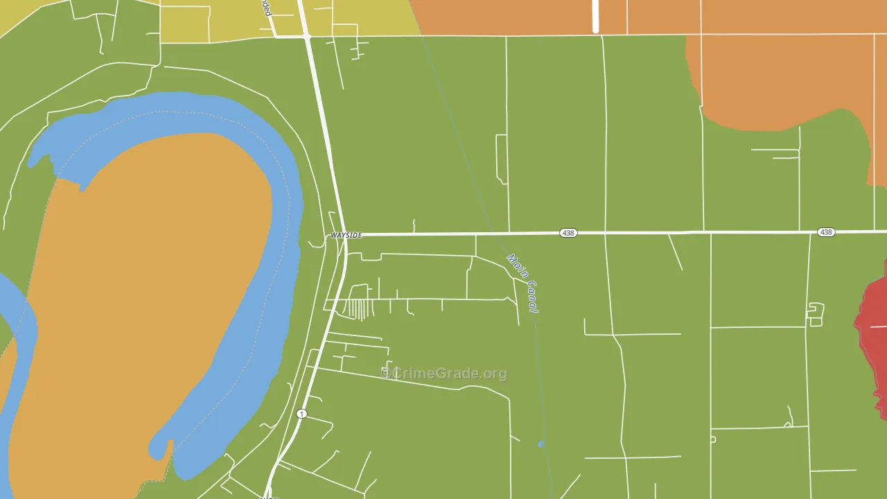 Wayside, MS Map of Burglary Rates