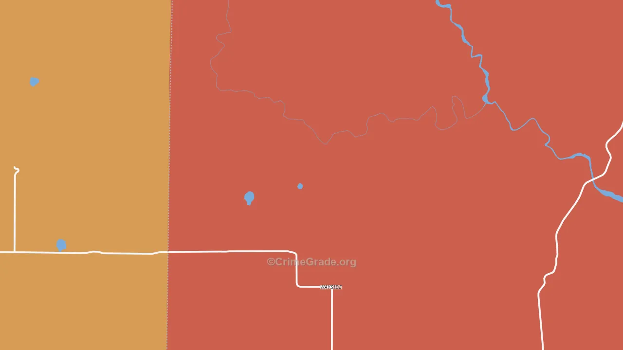 Wayside, TX Map of Burglary Rates