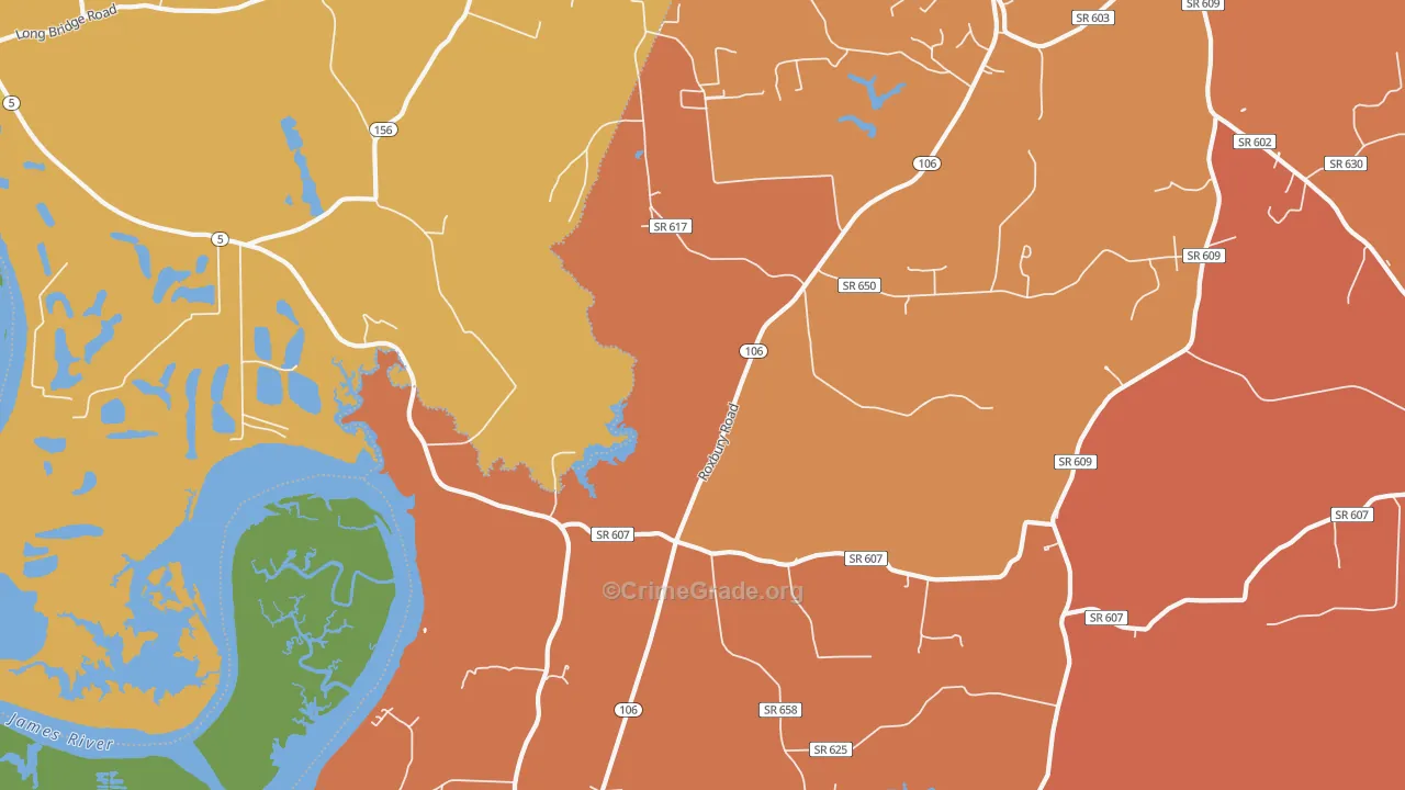 Wayside, VA Map of Burglary Rates