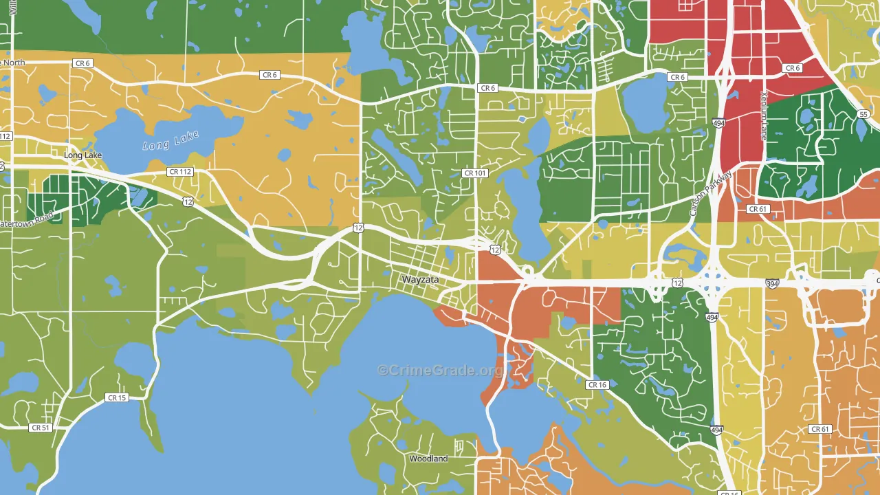 Wayzata, MN Map of Burglary Rates