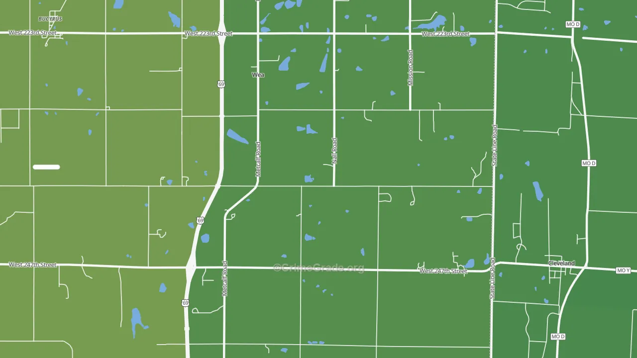 Wea, KS Map of Burglary Rates