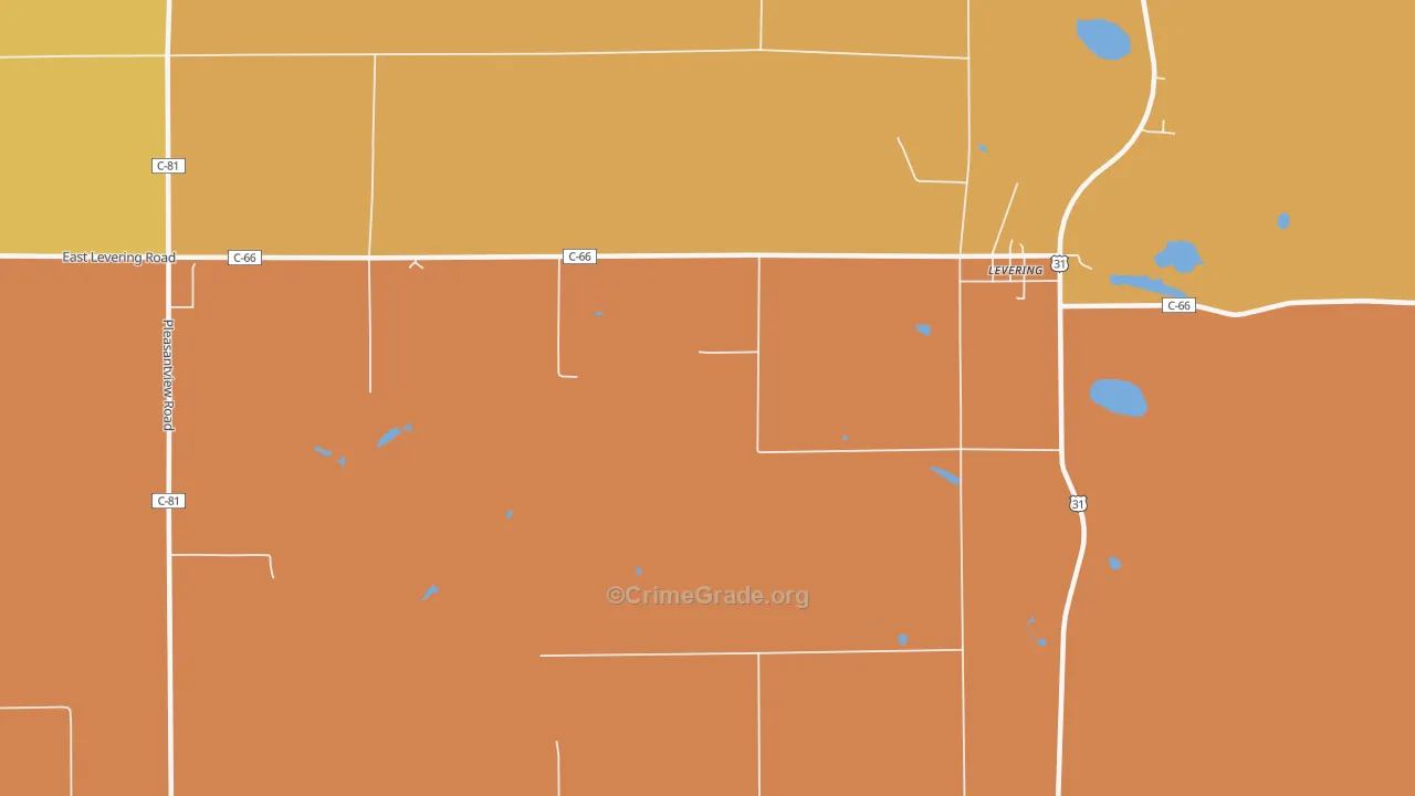 Weadock, MI Map of Burglary Rates