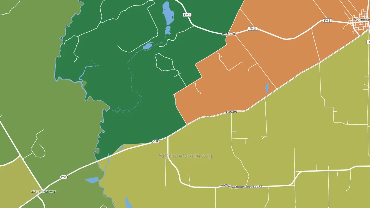 Wealthy, TX Map of Burglary Rates