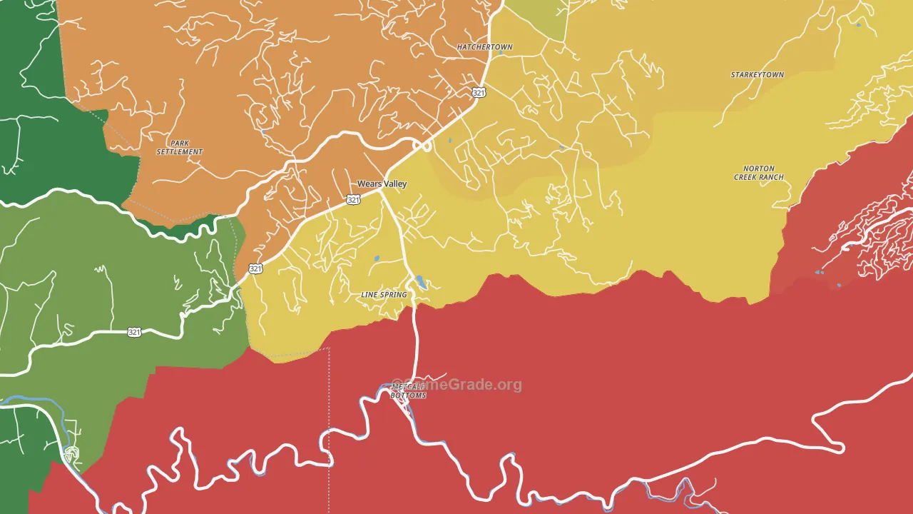 Wear Valley, TN Map of Burglary Rates