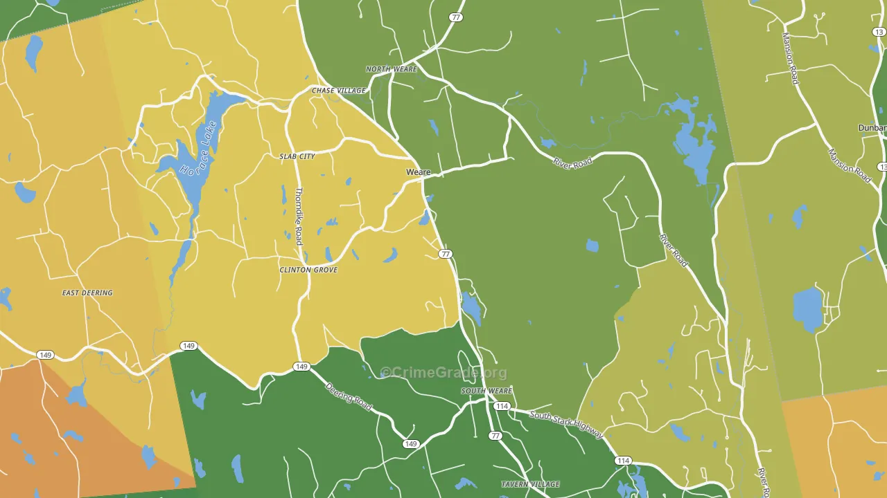Weare, NH Map of Burglary Rates
