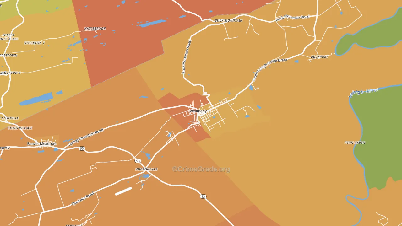 Weatherly, PA Map of Burglary Rates