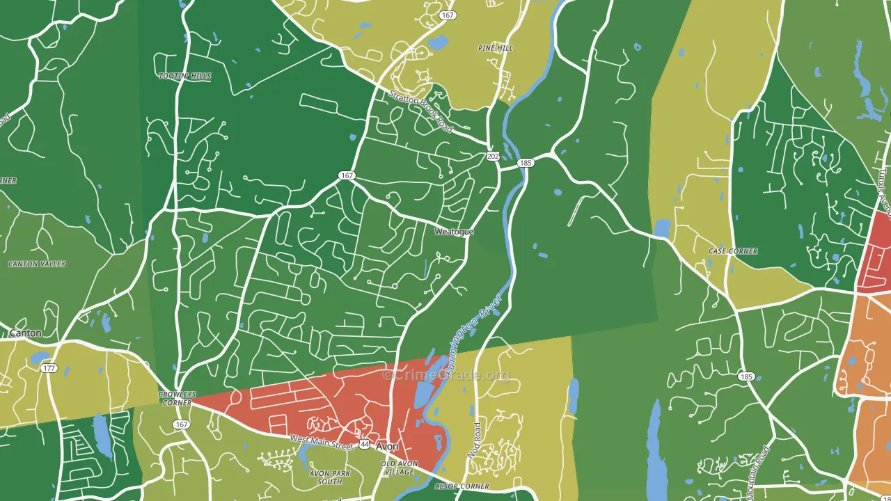 Weatogue, CT Map of Burglary Rates