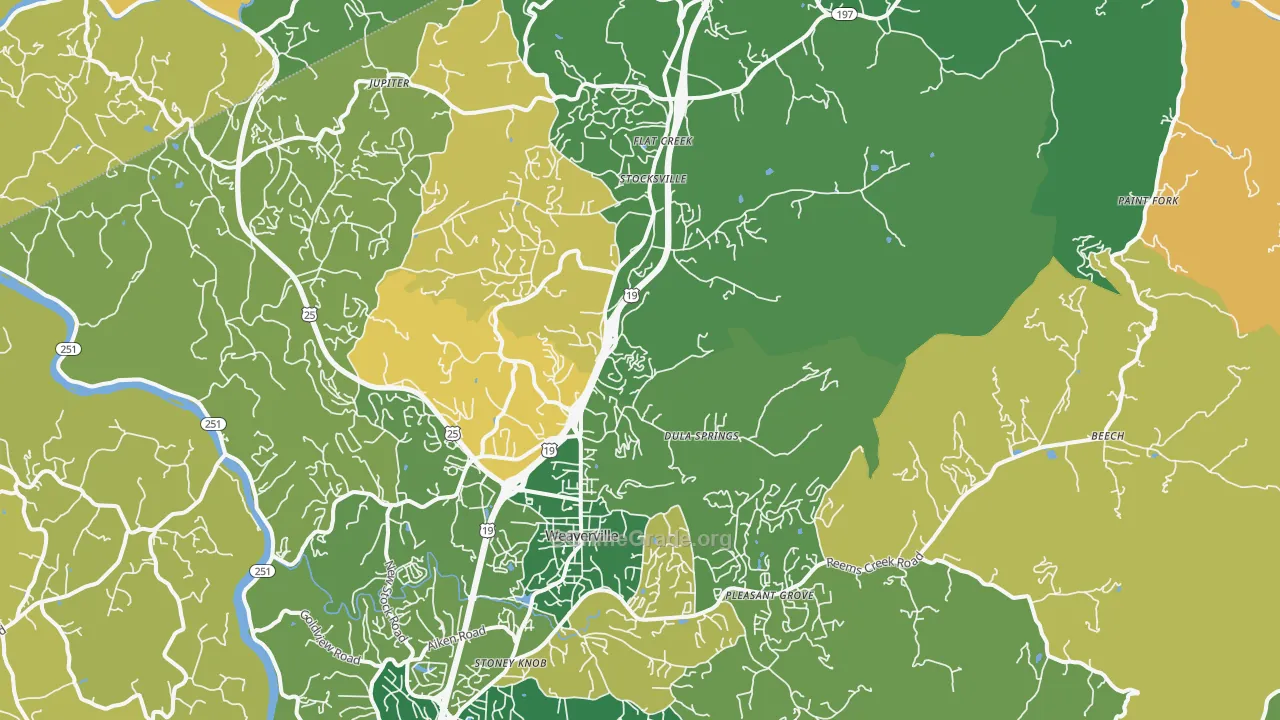 Weaverville, NC Map of Burglary Rates