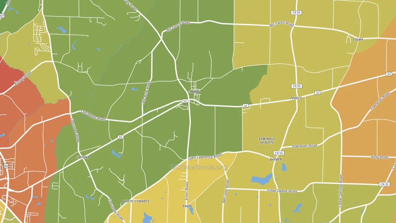 Webb, AL Map of Burglary Rates
