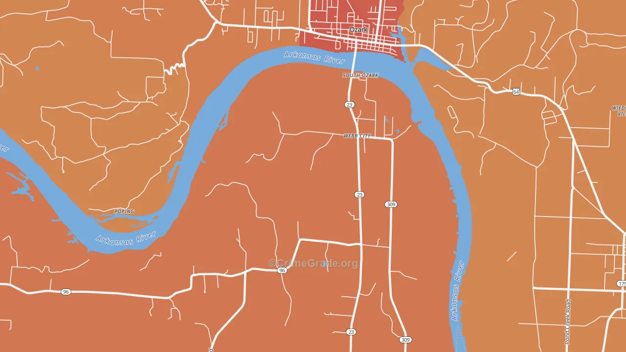 Webb City, AR Map of Burglary Rates