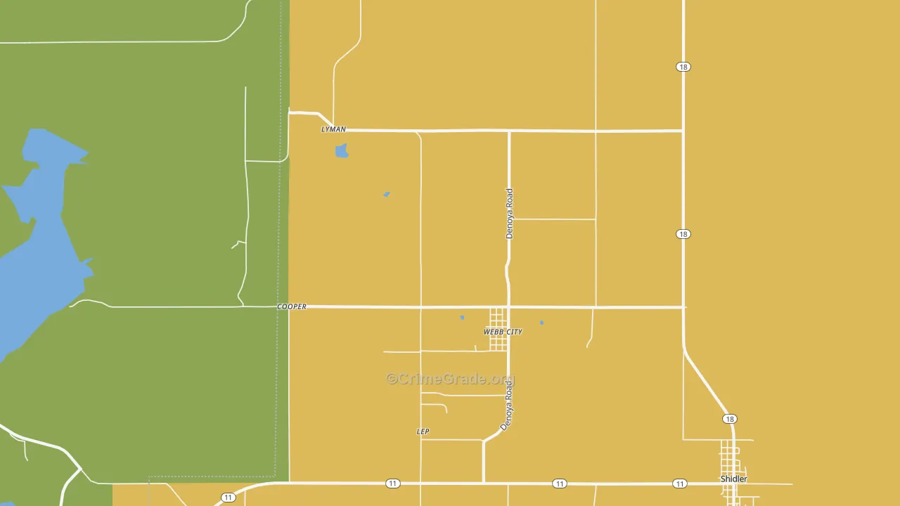 Webb City, OK Map of Burglary Rates