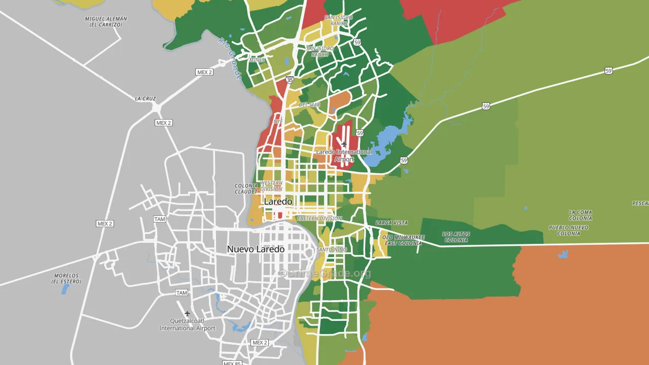 Webb County, TX Map of Burglary Rates