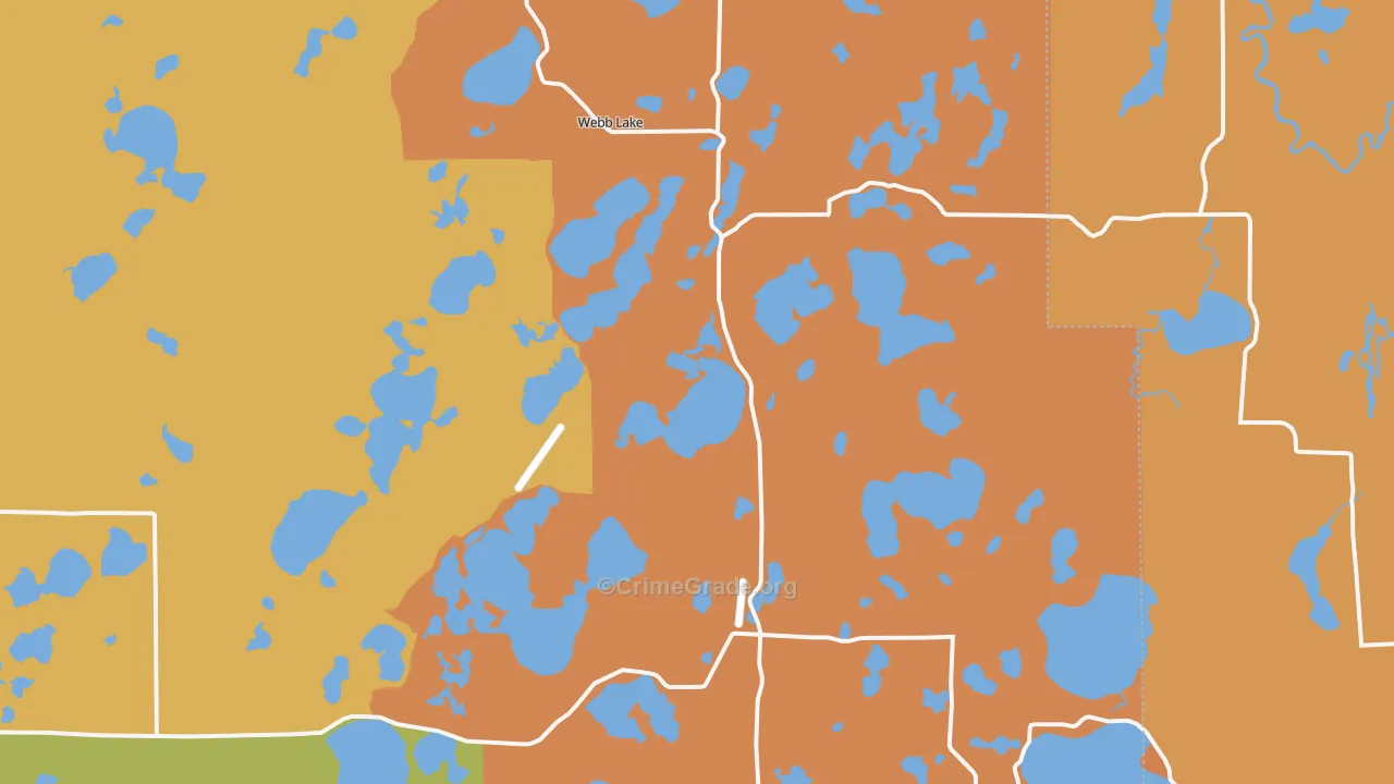 Webb Lake, WI Map of Burglary Rates