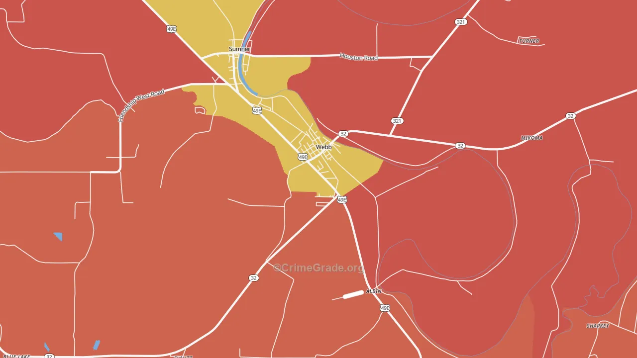 Webb, MS Map of Burglary Rates