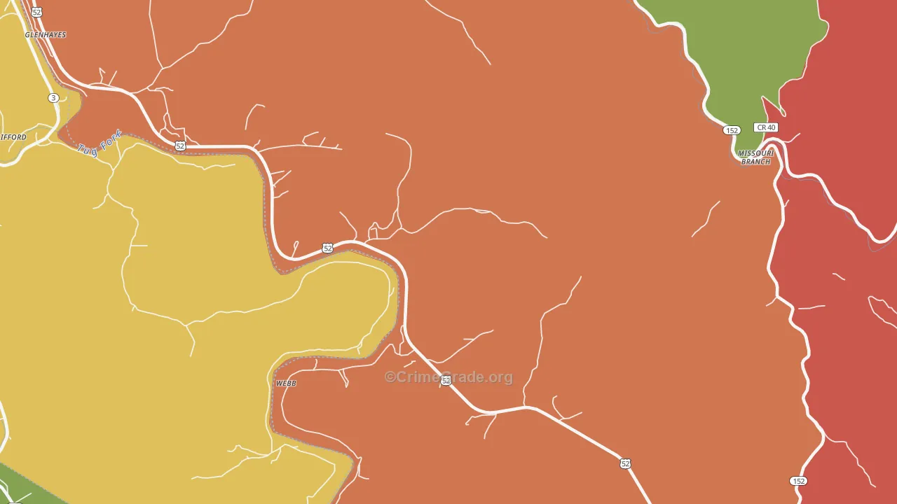 Webb, WV Map of Burglary Rates