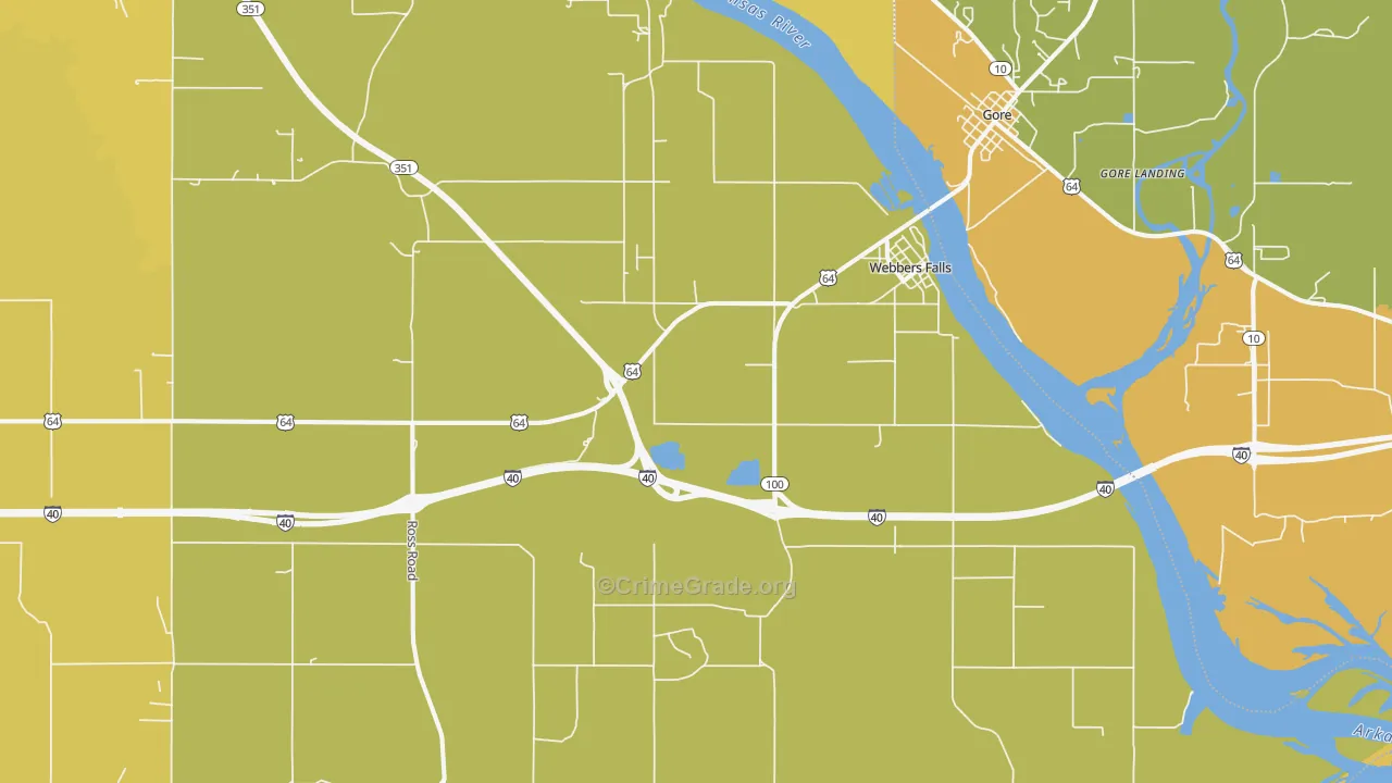 Webbers Falls, OK Map of Burglary Rates