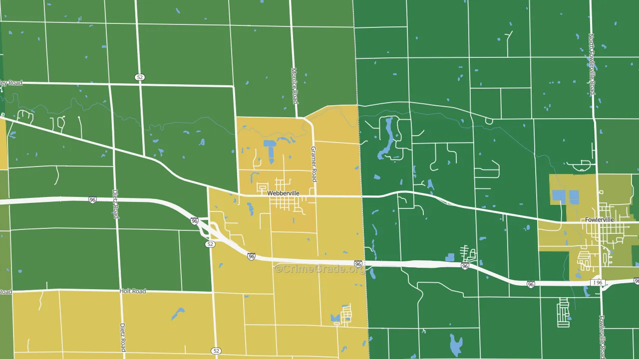 Webberville, MI Map of Burglary Rates