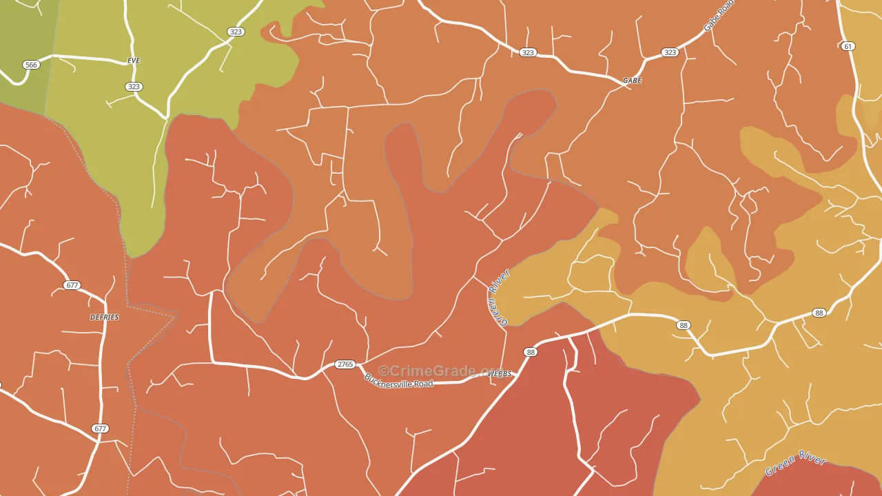 Webbs, KY Map of Burglary Rates
