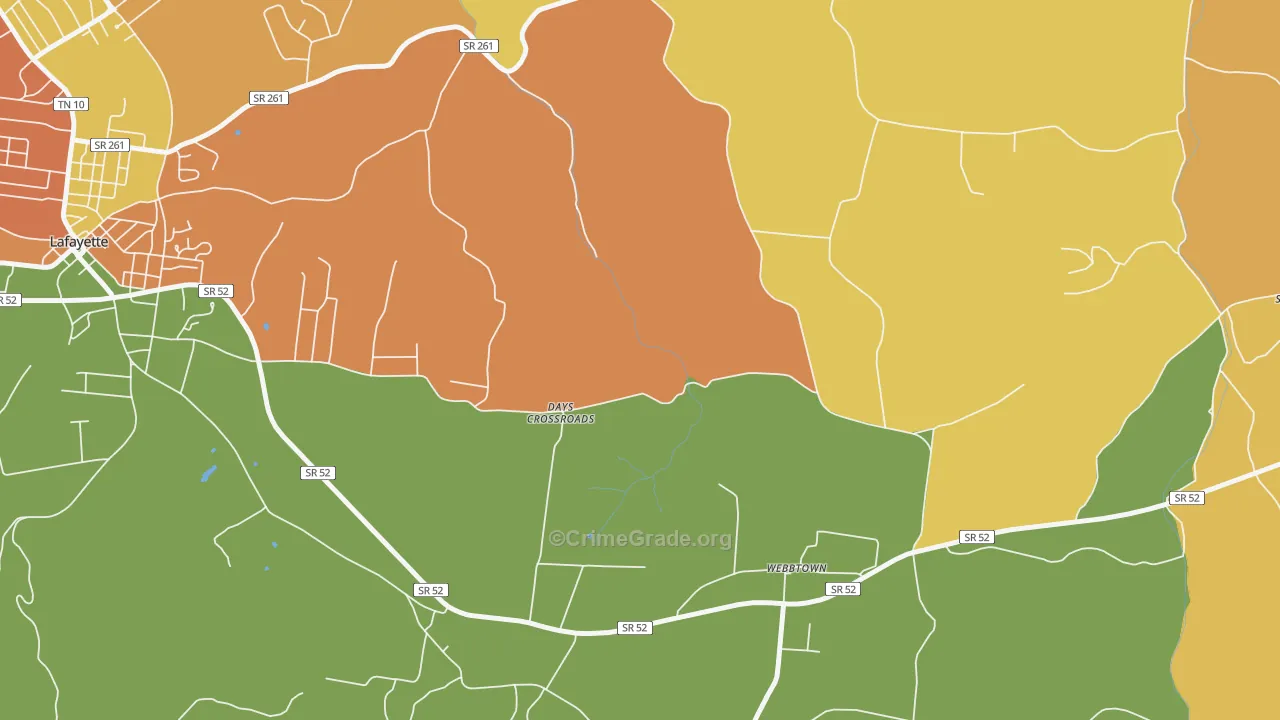 Webbtown, TN Map of Burglary Rates