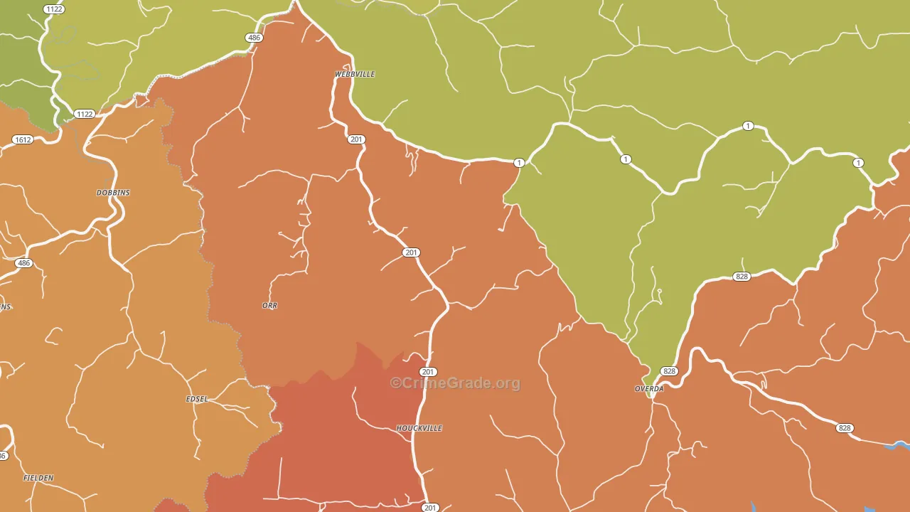 Webbville, KY Map of Burglary Rates