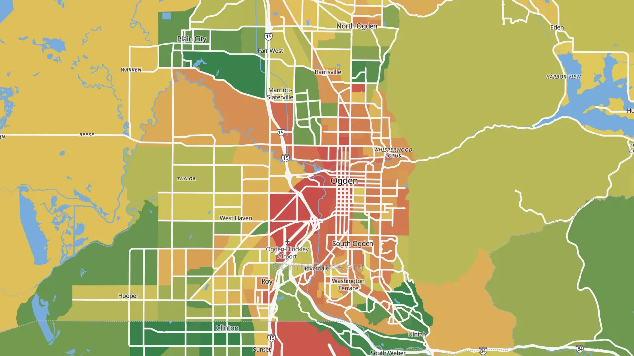 Weber County, UT Map of Burglary Rates