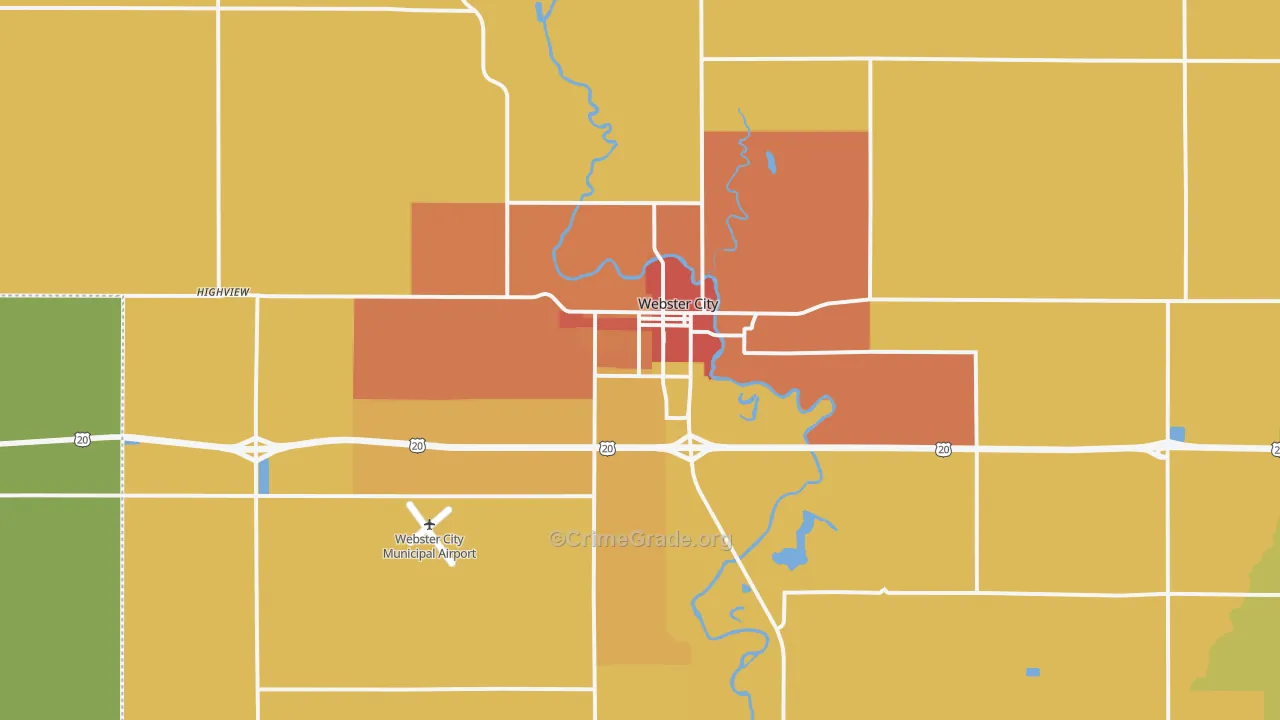 Webster City, IA Map of Burglary Rates