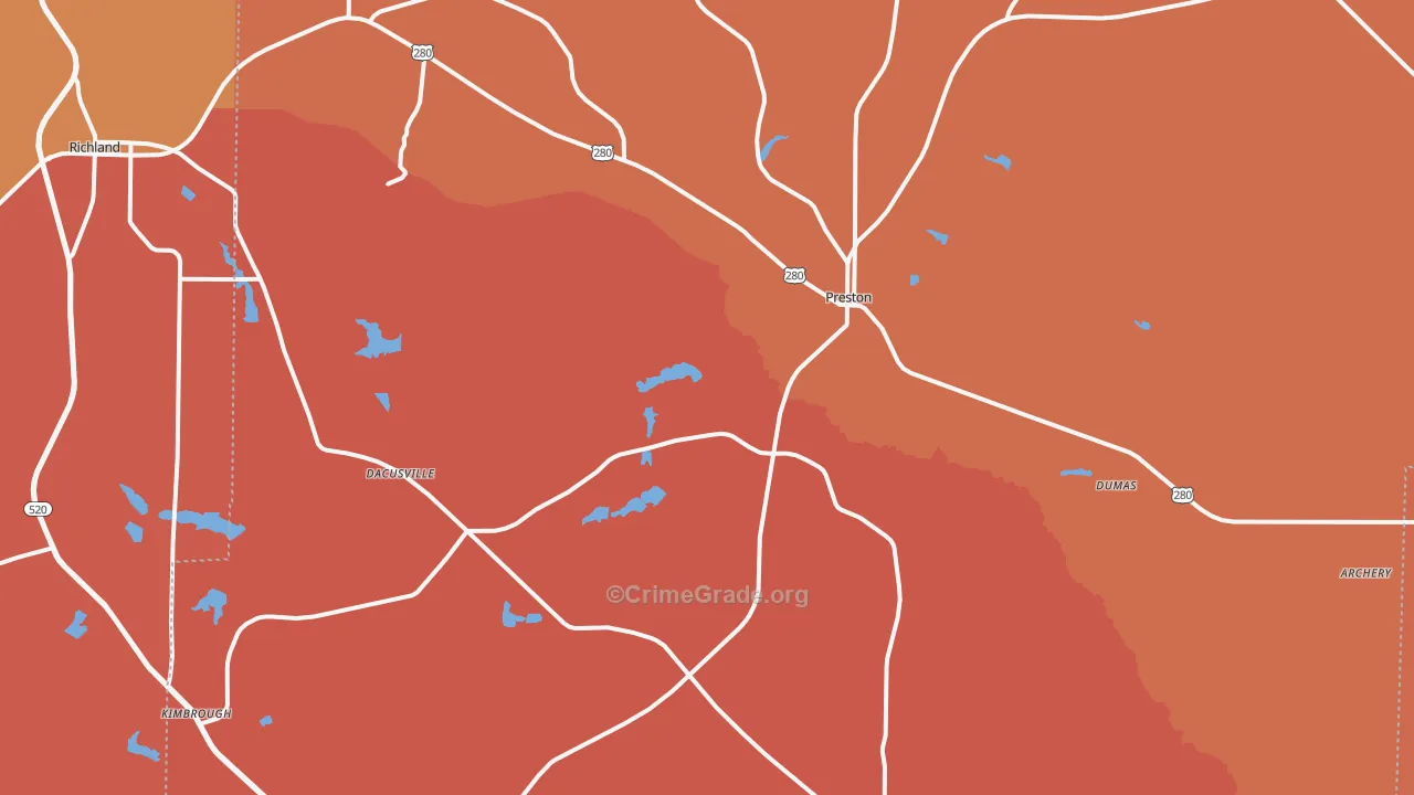 Webster County, GA Map of Burglary Rates