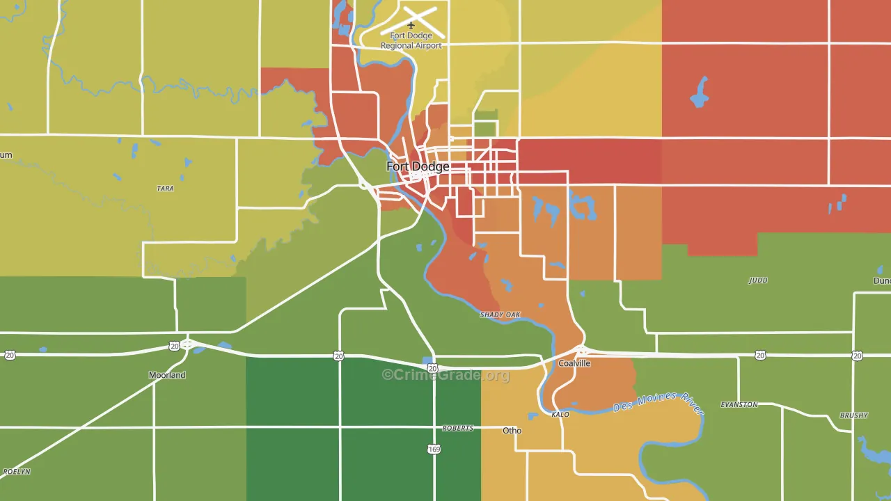 Webster County, IA Map of Burglary Rates