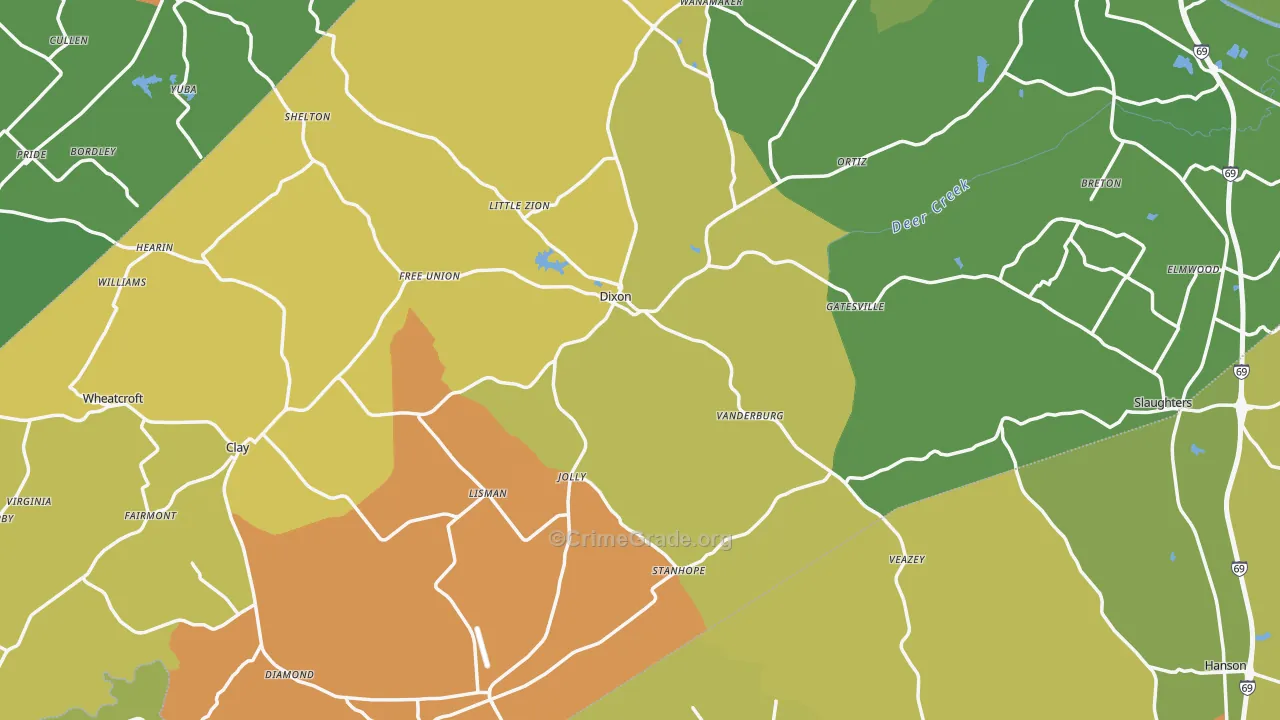 Webster County, KY Map of Burglary Rates