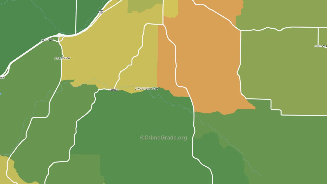 Webster County, MO Map of Burglary Rates