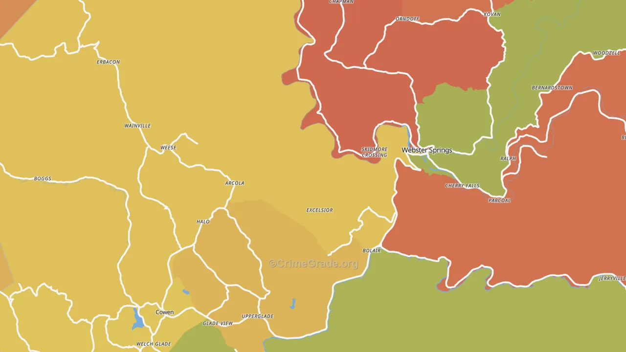 Webster County, WV Map of Burglary Rates
