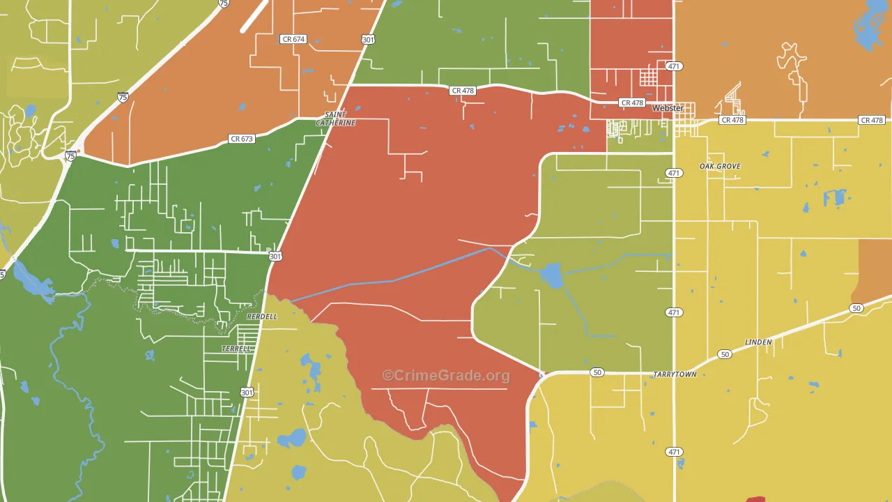 Webster, FL Map of Burglary Rates
