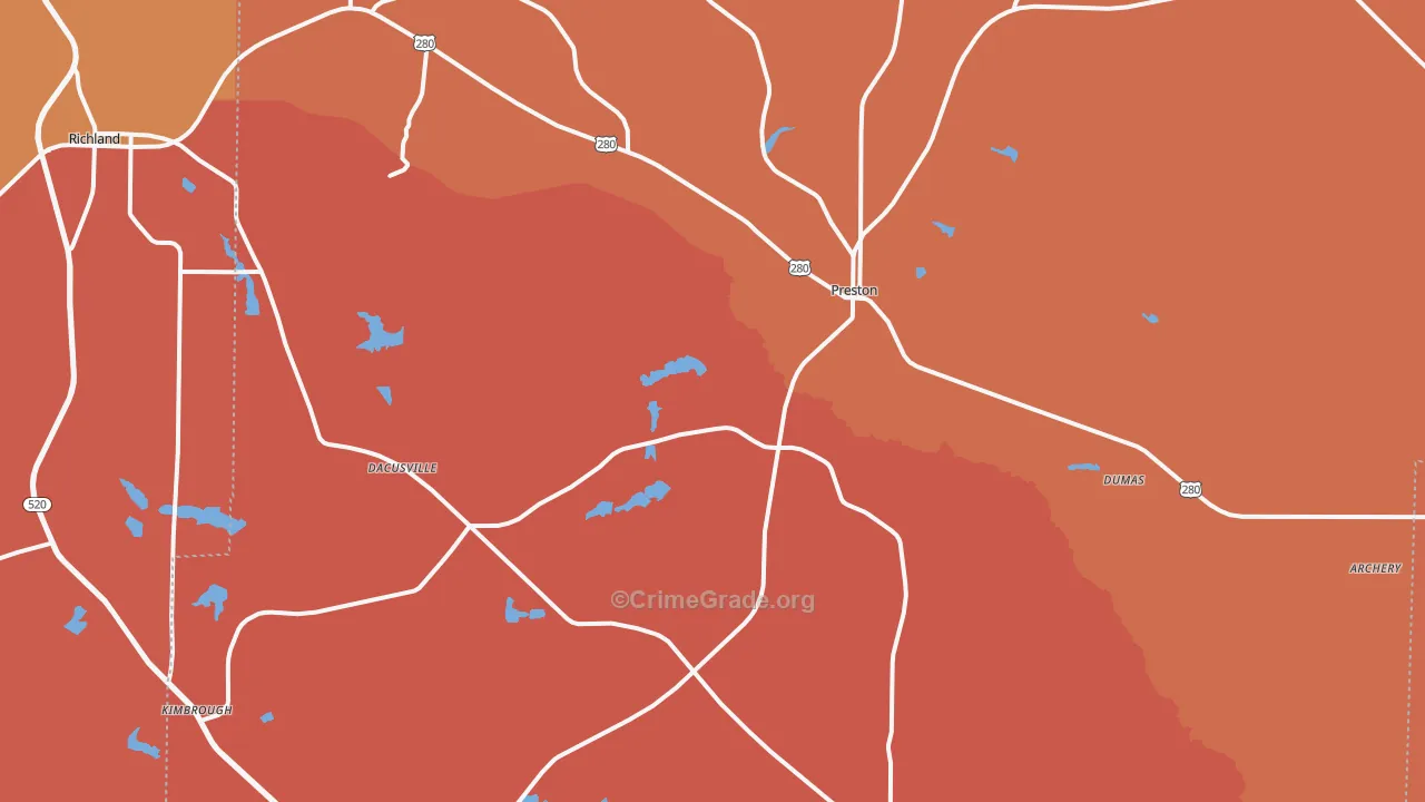 Webster, GA Map of Burglary Rates