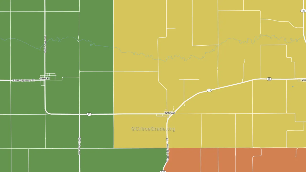 Webster, IA Map of Burglary Rates