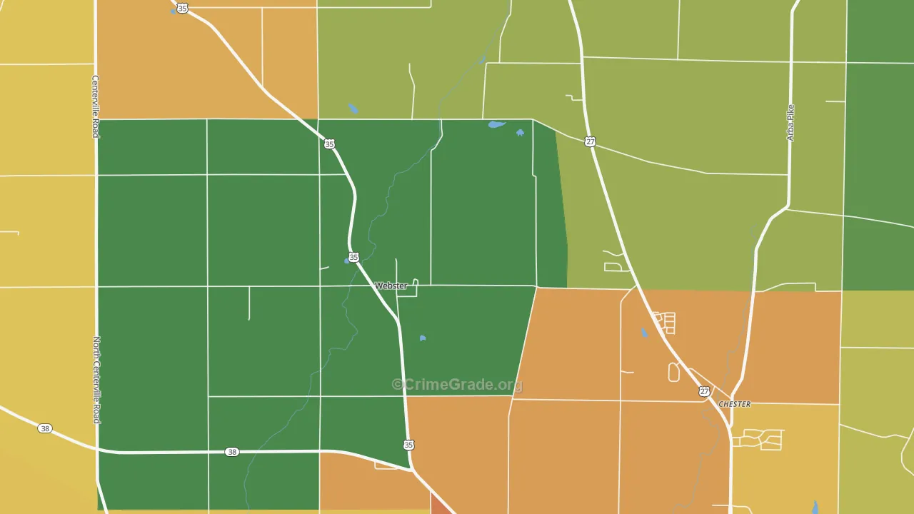 Webster, IN Map of Burglary Rates