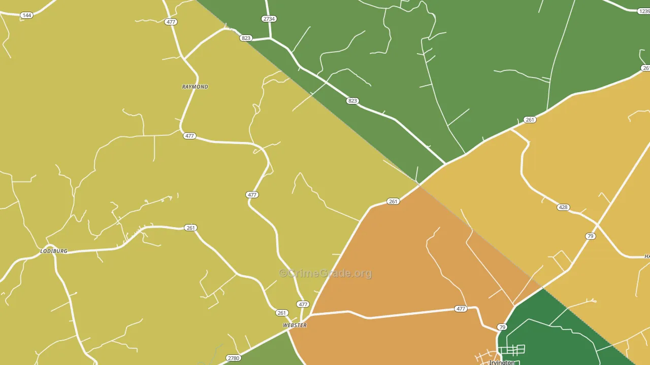 Webster, KY Map of Burglary Rates