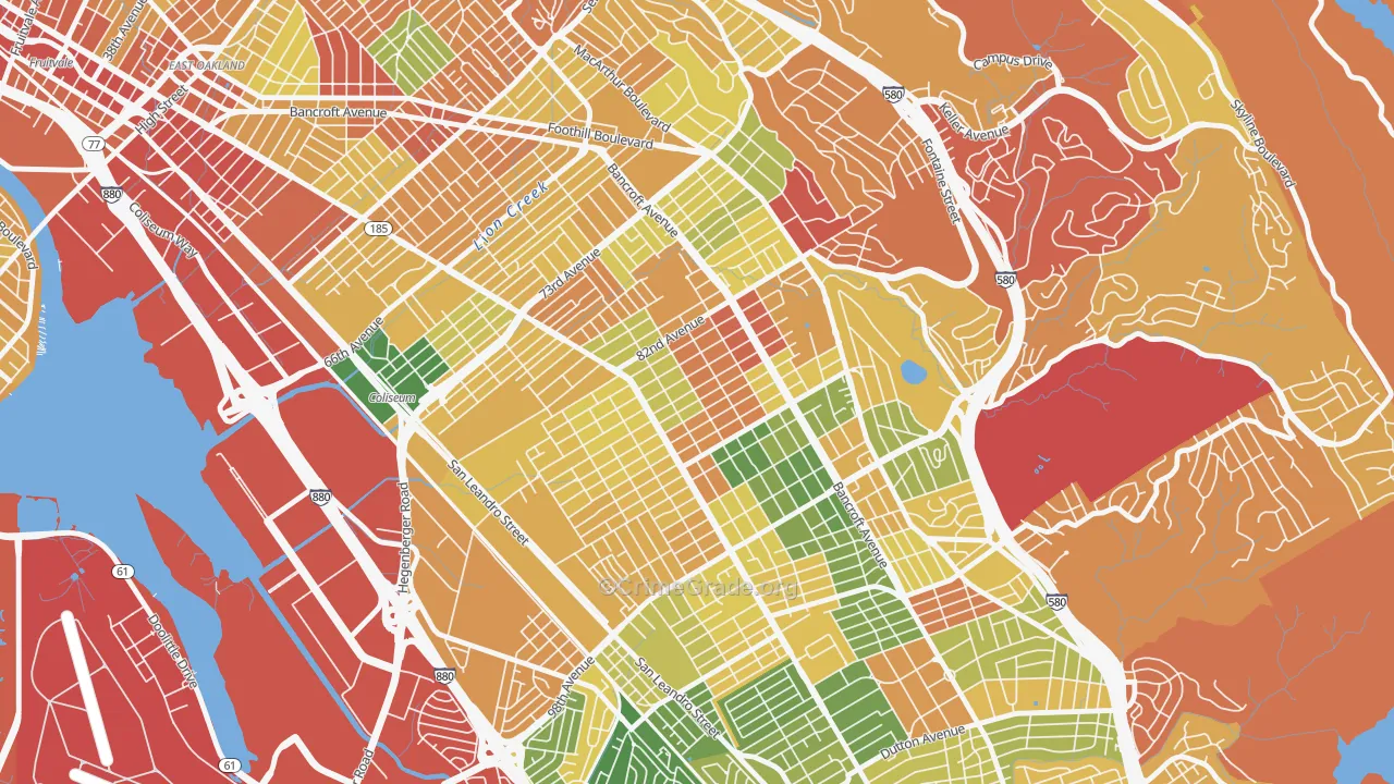 Webster, Oakland, CA Map of Burglary Rates
