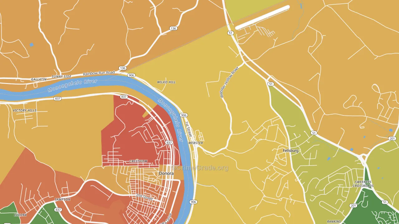 Webster, PA Map of Burglary Rates